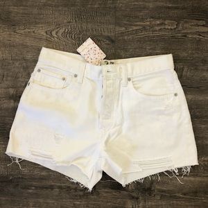 Free People white jean shorts